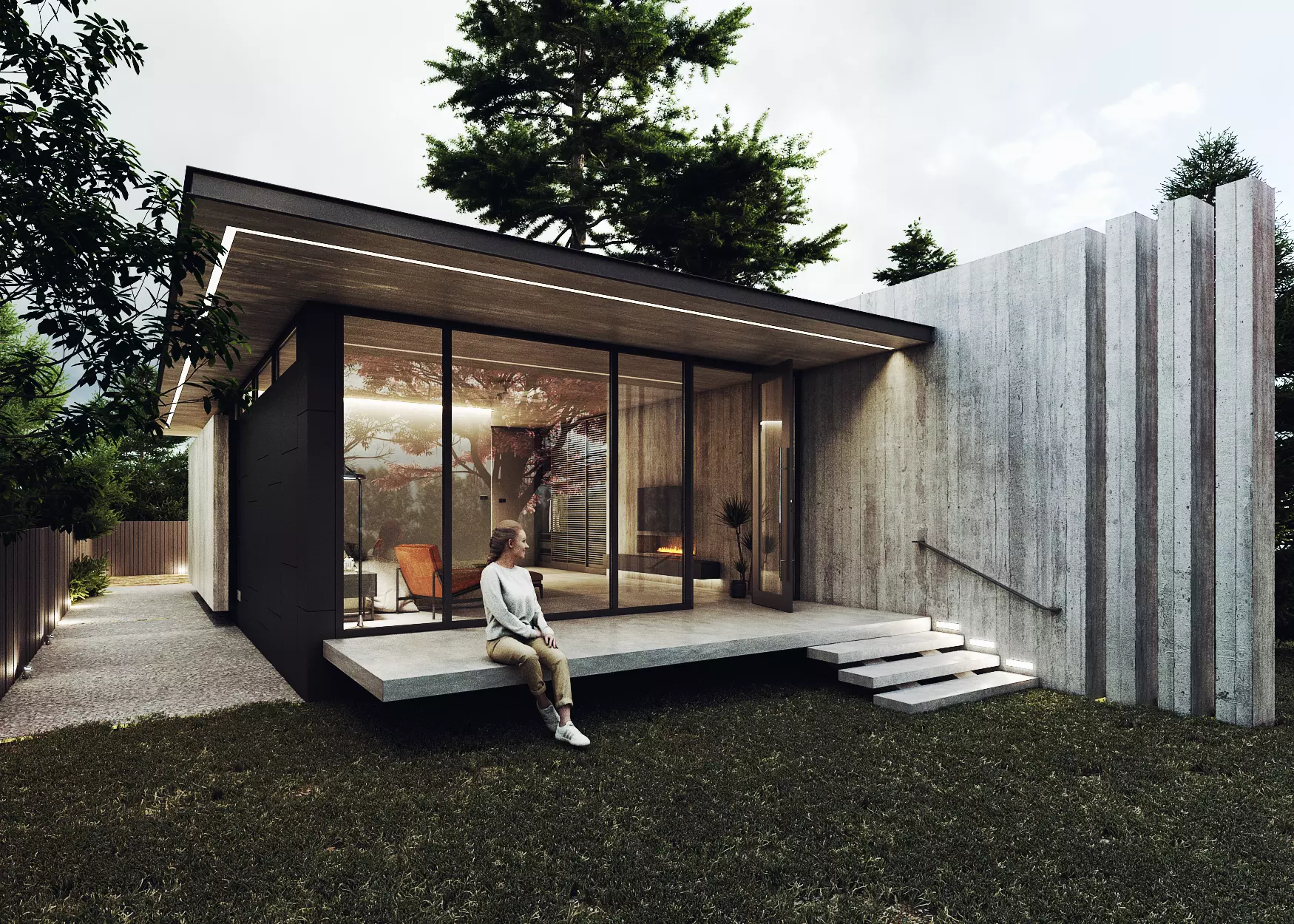 Minimal Forest House scene 3D model_0