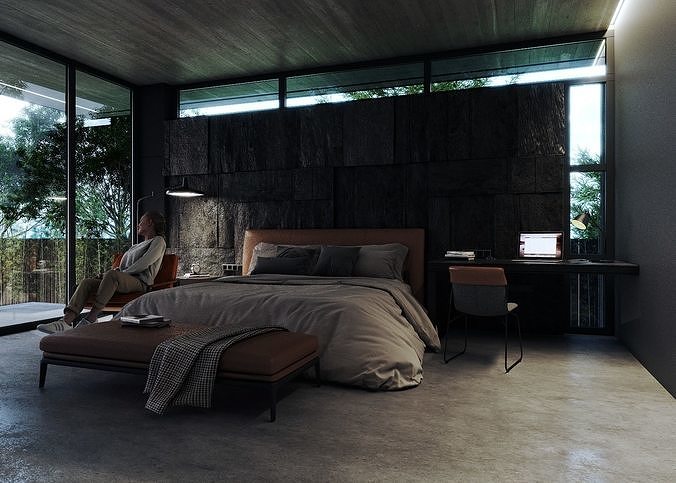 Minimal Forest House scene 3D model 5