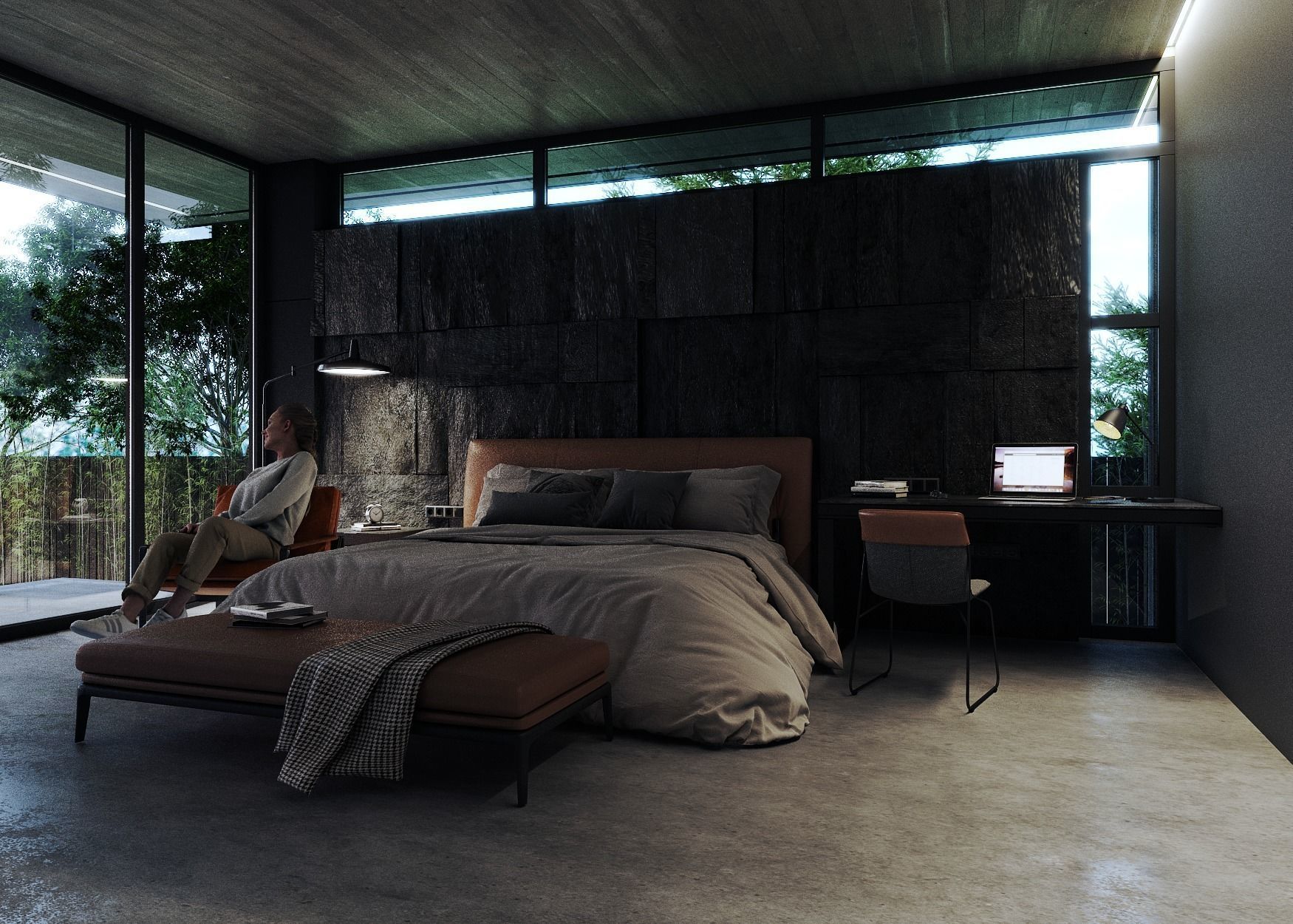 Minimal Forest House scene 3D model_4