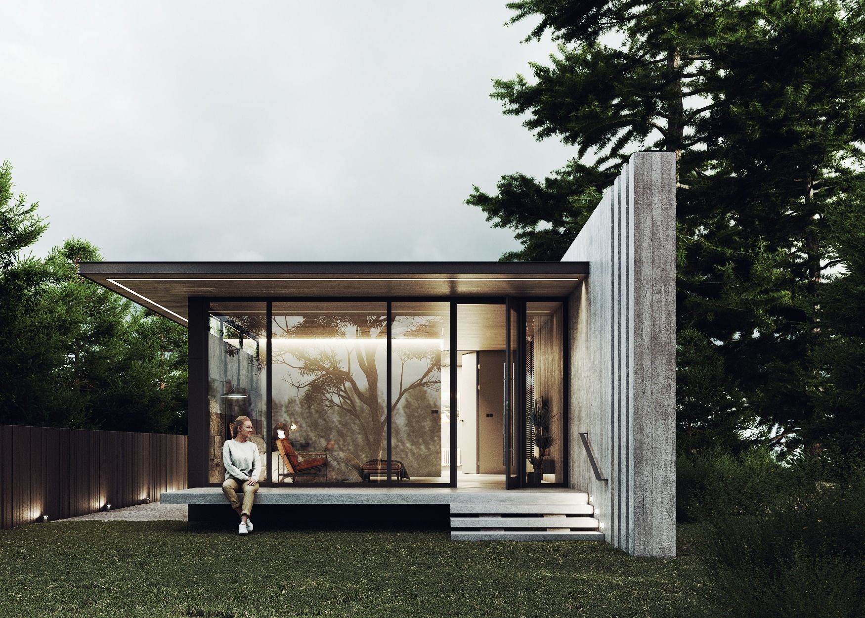 Minimal Forest House scene 3D model_1