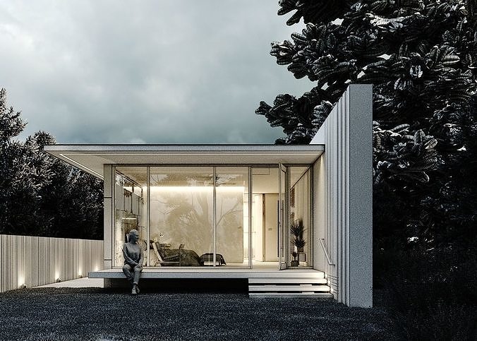 Minimal Forest House scene 3D model 7