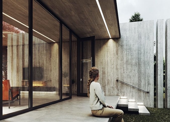 Minimal Forest House scene 3D model 3