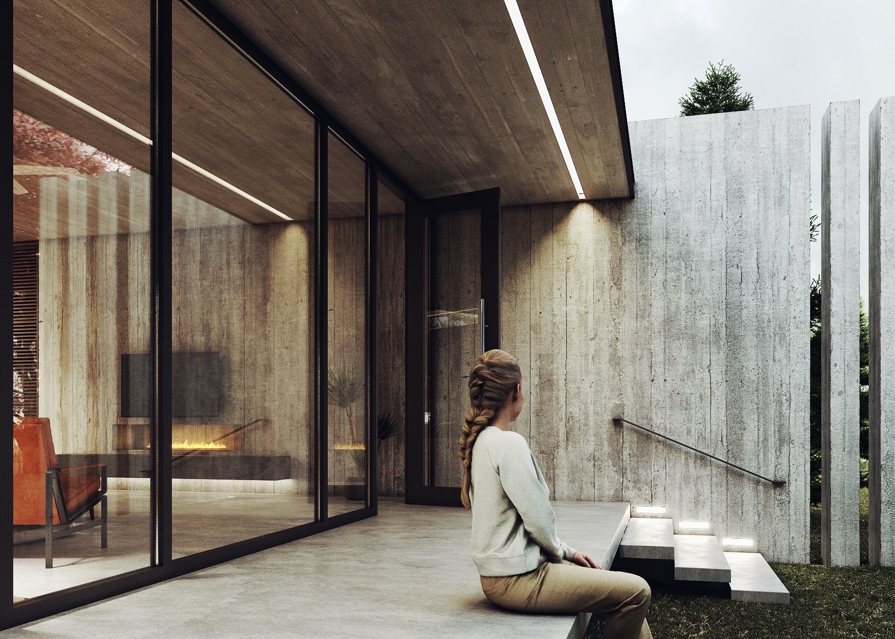 Minimal Forest House scene 3D model_2