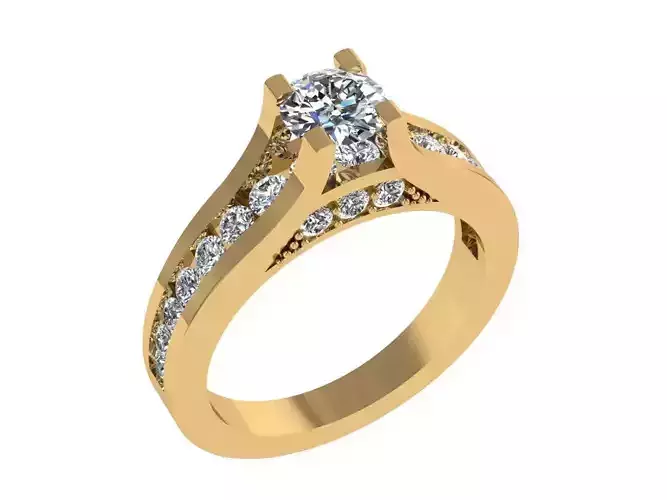 Ring147 gold engagement ring with diamonds
