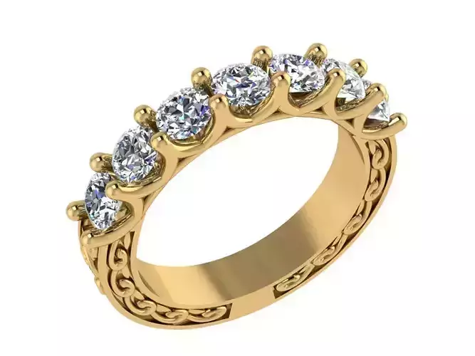 Ring148 gold wedding band with diamonds