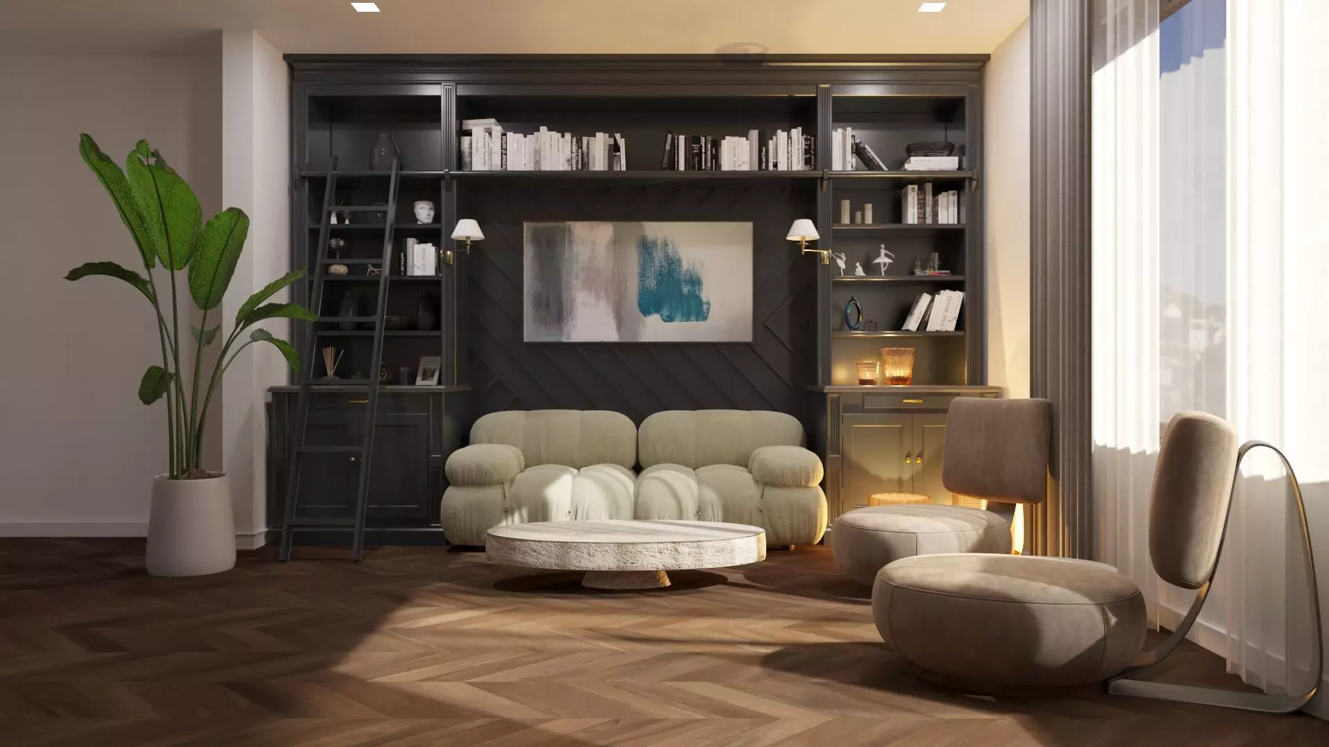 Library Design 3D model_0