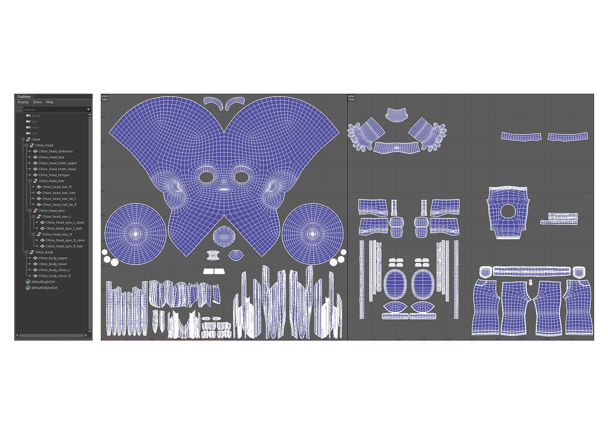 Chloe japanese anime figure - hair and jeans Low-poly 3D model_6