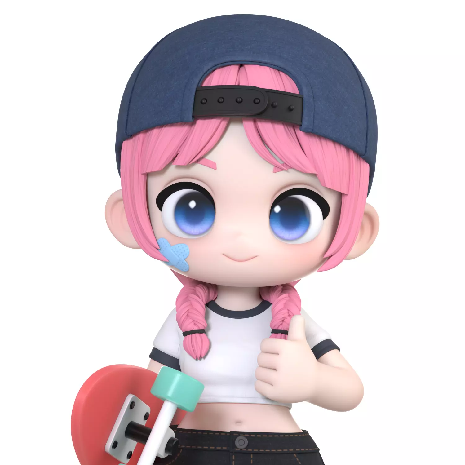 Chloe japanese anime figure - hair and jeans Low-poly 3D model_0