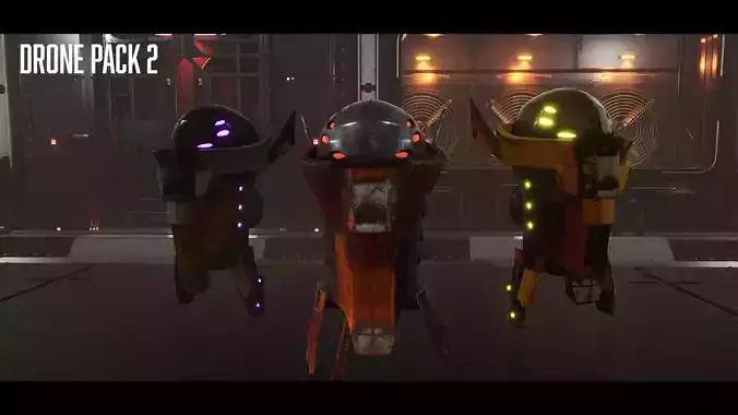 Drone Pack 2 - Full Metal Mega Series Low-poly 3D model