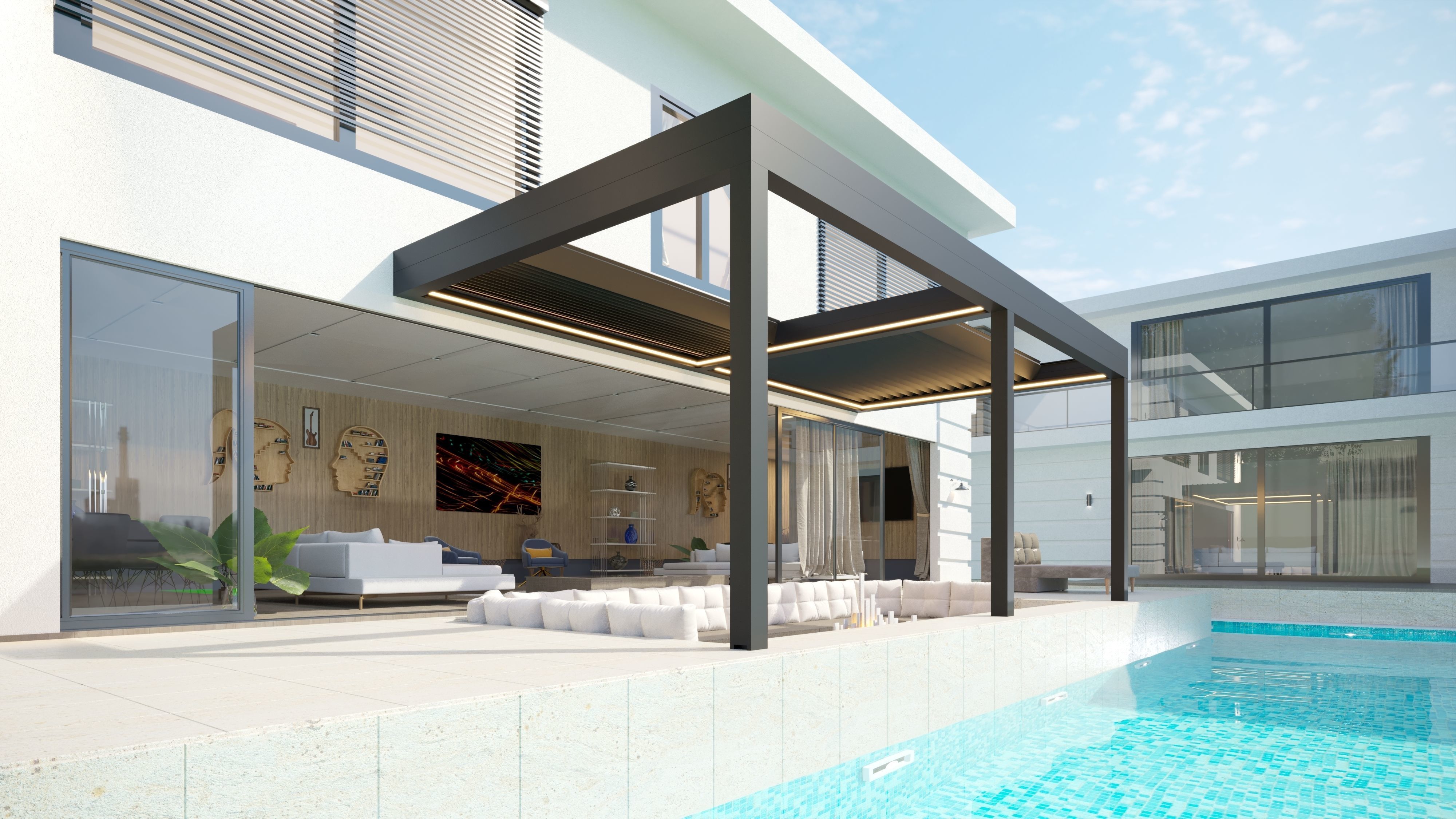 BIOCLIMATIC PERGOLA Low-poly 3D model_1