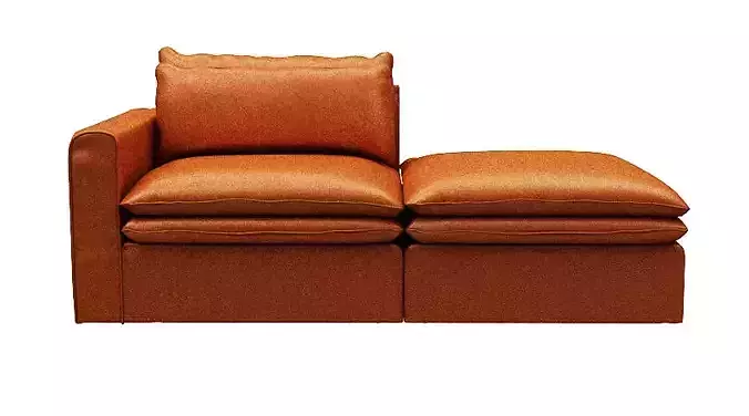 sofa without backrest and side arnrest Low-poly 3D model