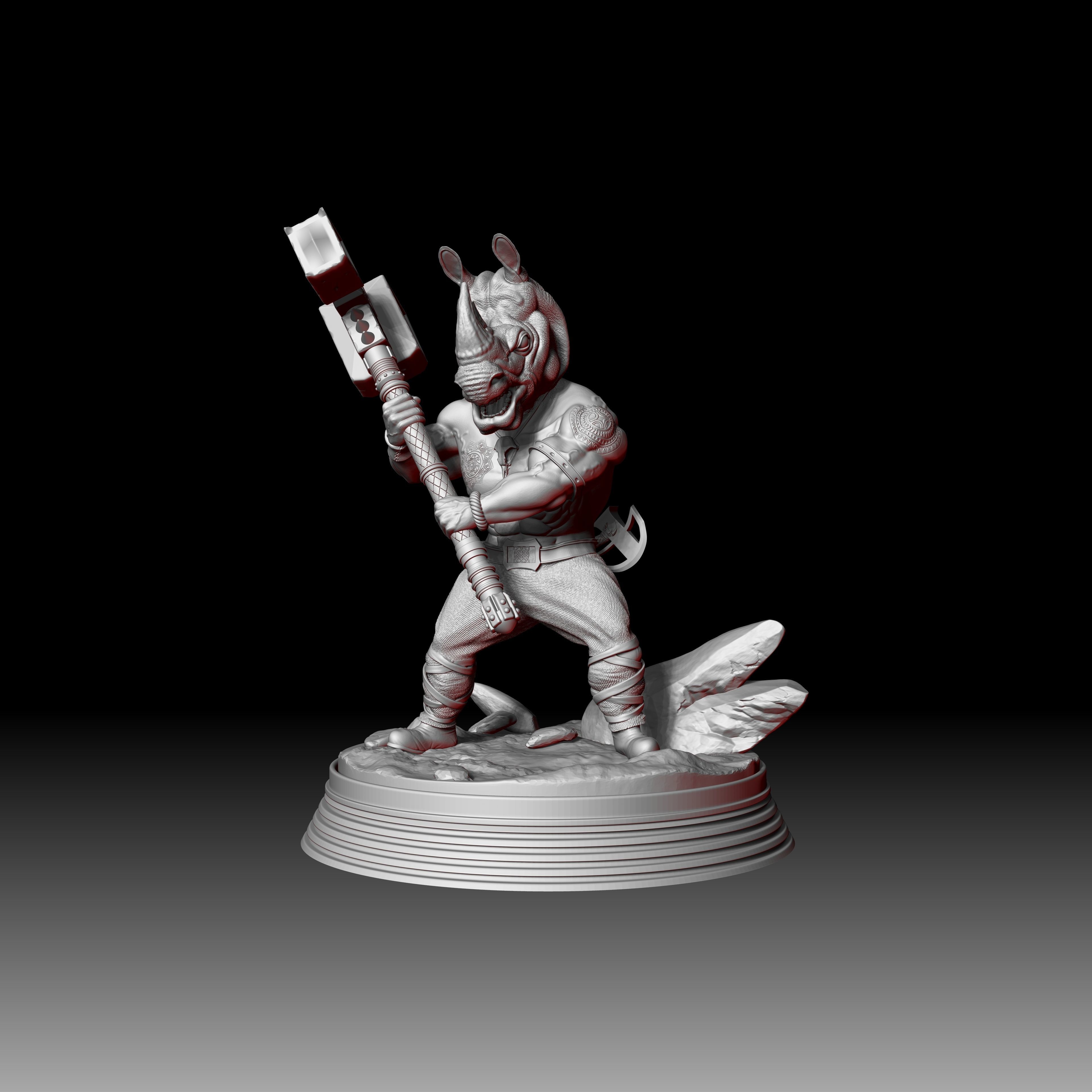 Mour - The Rhino Warrior - Tabletop 3D print model_11