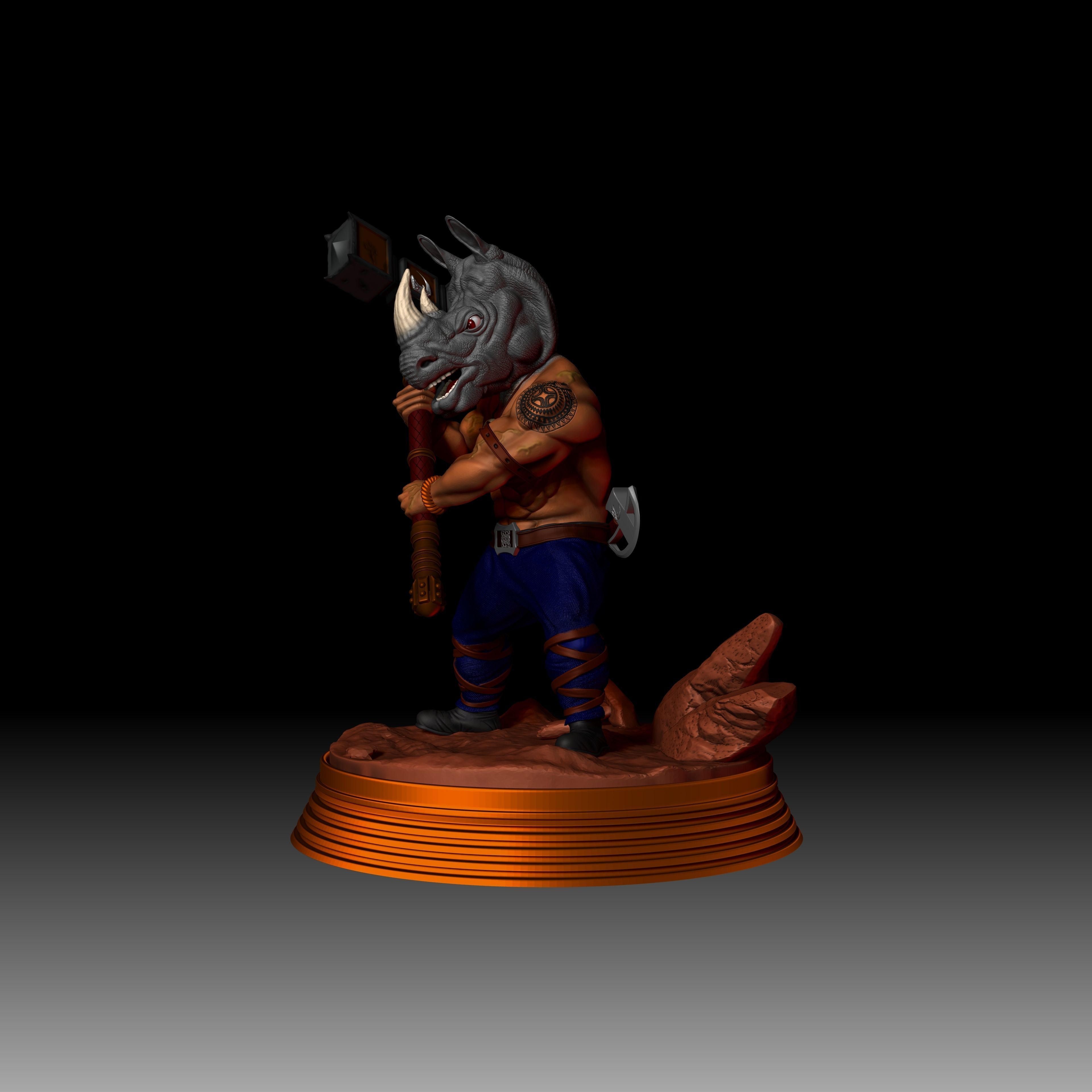 Mour - The Rhino Warrior - Tabletop 3D print model_4