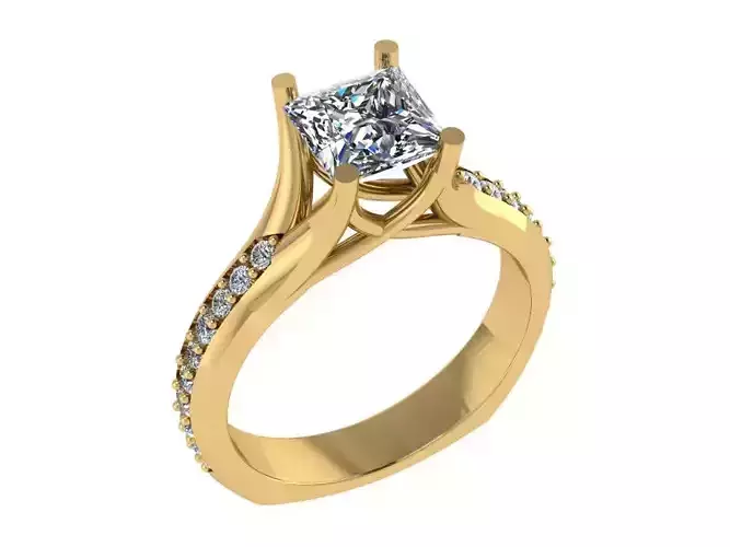 Ring150 princess cut diamond engagement ring gold