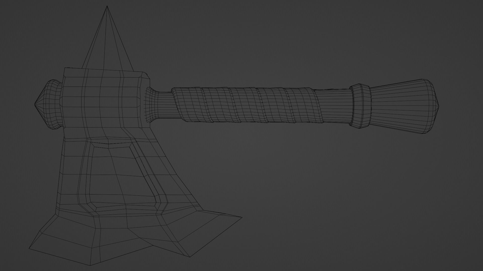 War Axe Low-poly 3D model_4