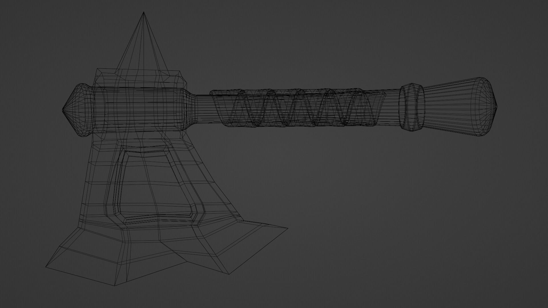 War Axe Low-poly 3D model_7