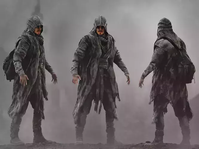 Post Apocalyptic Man Low-poly 3D model