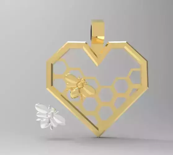 Bee heart pendant 3D print model