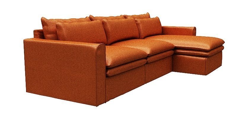 Sofa 3 seater with Right side chaise lounge Low-poly 3D model_2
