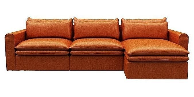 Sofa 3 seater with Right side chaise lounge Low-poly 3D model