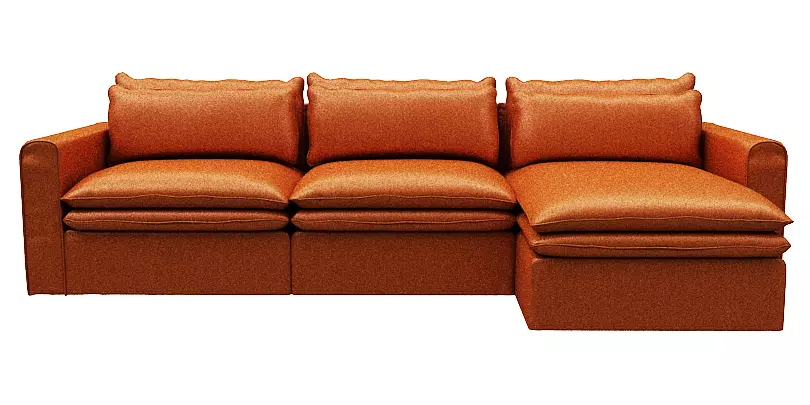 Sofa 3 seater with Right side chaise lounge Low-poly 3D model_0