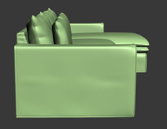Sofa 3 seater with Right side chaise lounge Low-poly 3D model_9