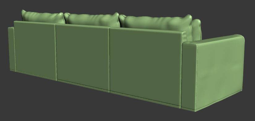 Sofa 3 seater with Right side chaise lounge Low-poly 3D model_10