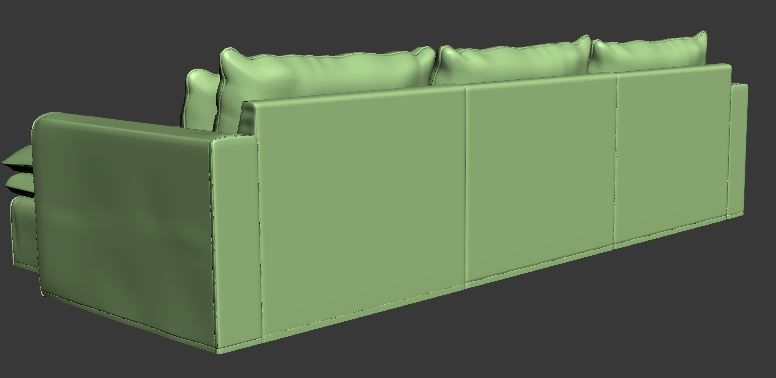 Sofa 3 seater with Right side chaise lounge Low-poly 3D model_12