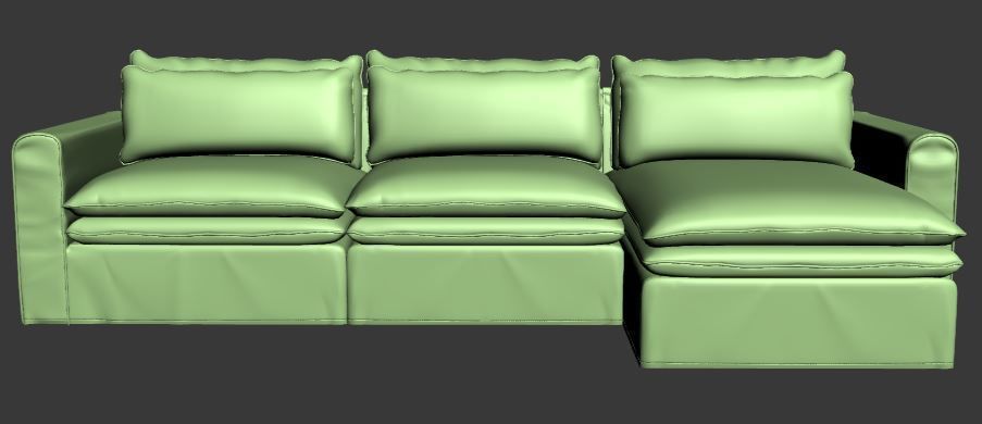 Sofa 3 seater with Right side chaise lounge Low-poly 3D model_6