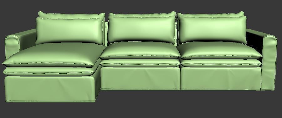 Sofa 3 seater with Left side chaise lounge Low-poly 3D model_6