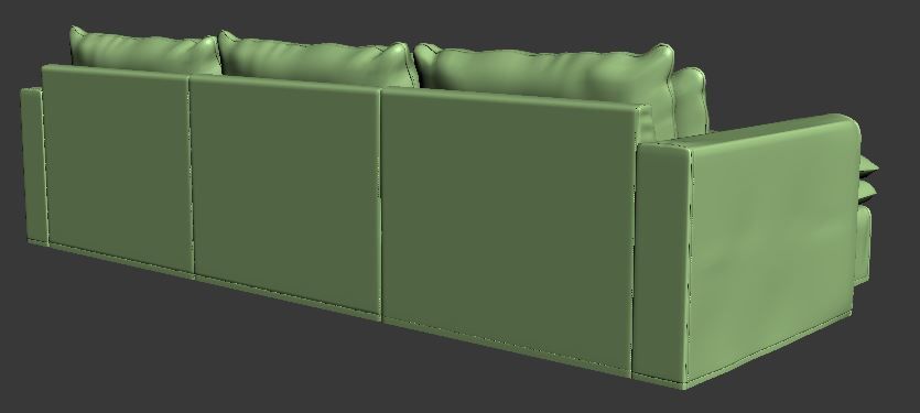 Sofa 3 seater with Left side chaise lounge Low-poly 3D model_10