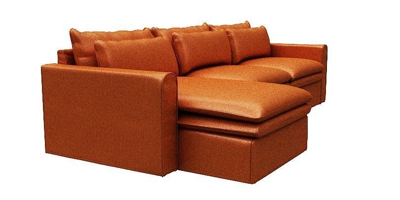 Sofa 3 seater with Left side chaise lounge Low-poly 3D model_2