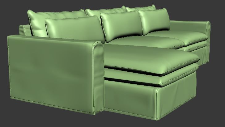 Sofa 3 seater with Left side chaise lounge Low-poly 3D model_8