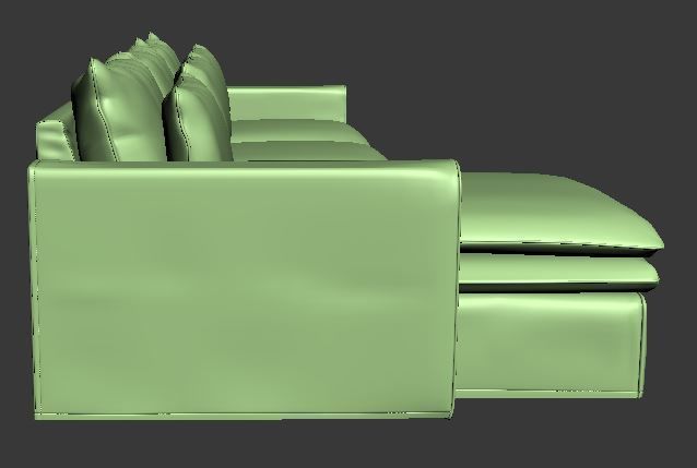 Sofa 3 seater with Left side chaise lounge Low-poly 3D model_9