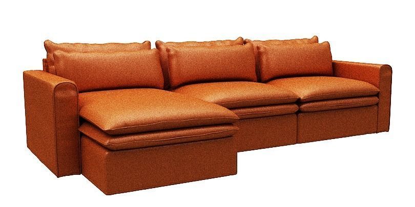 Sofa 3 seater with Left side chaise lounge Low-poly 3D model_1