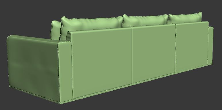 Sofa 3 seater with Left side chaise lounge Low-poly 3D model_12