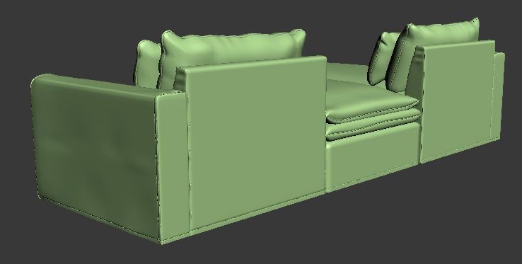 Sofa with Left side chaise lounge and middle without backrest Low-poly 3D model_12