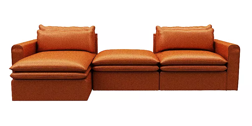 Sofa with Left side chaise lounge and middle without backrest Low-poly 3D model_0
