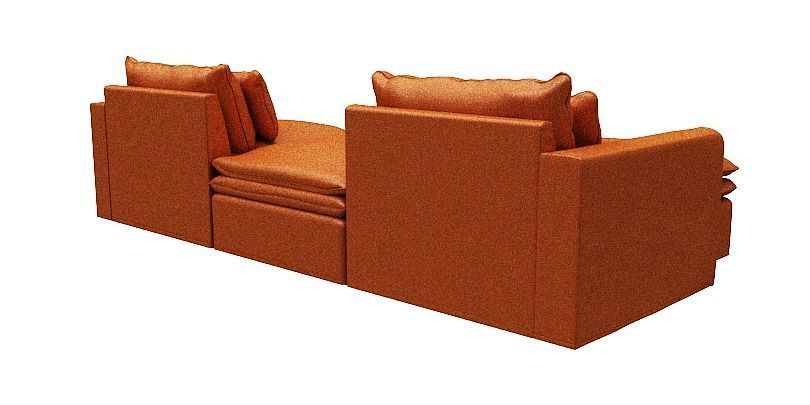 Sofa with Left side chaise lounge and middle without backrest Low-poly 3D model_4