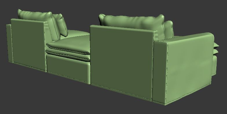 Sofa with Left side chaise lounge and middle without backrest Low-poly 3D model_10
