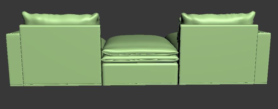 Sofa with Left side chaise lounge and middle without backrest Low-poly 3D model_11