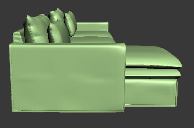 Sofa with Left side chaise lounge and middle without backrest Low-poly 3D model_9