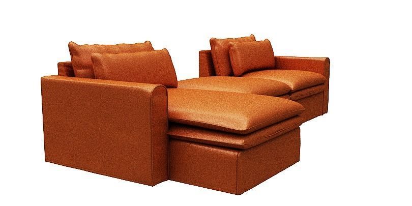 Sofa with Left side chaise lounge and middle without backrest Low-poly 3D model_2