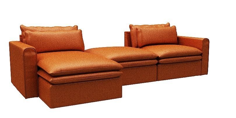 Sofa with Left side chaise lounge and middle without backrest Low-poly 3D model_1