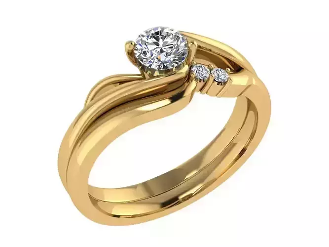 Ring155 engagement ring set gold
