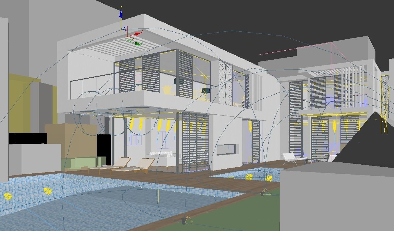 mansion modern house with swimming pool 3D model_1