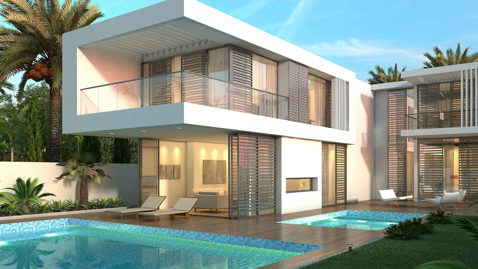 mansion modern house with swimming pool 3D model_0