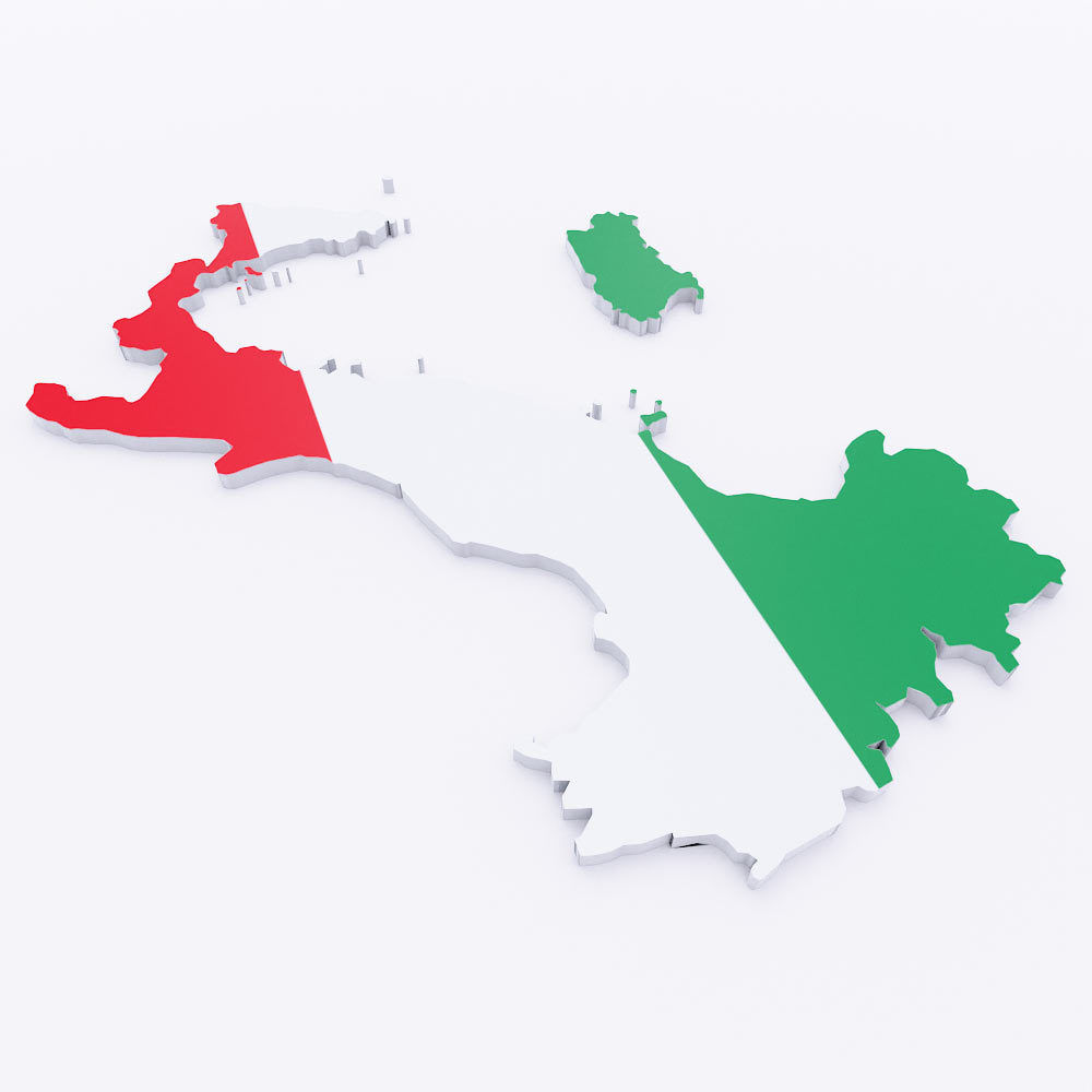 Italy map 3d model  Low-poly 3D model_1