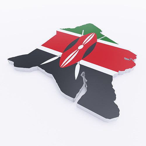 Kenya map 3d model  Low-poly 3D model