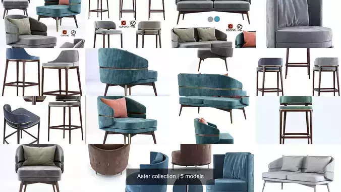 Aster collection swivel chair velvet